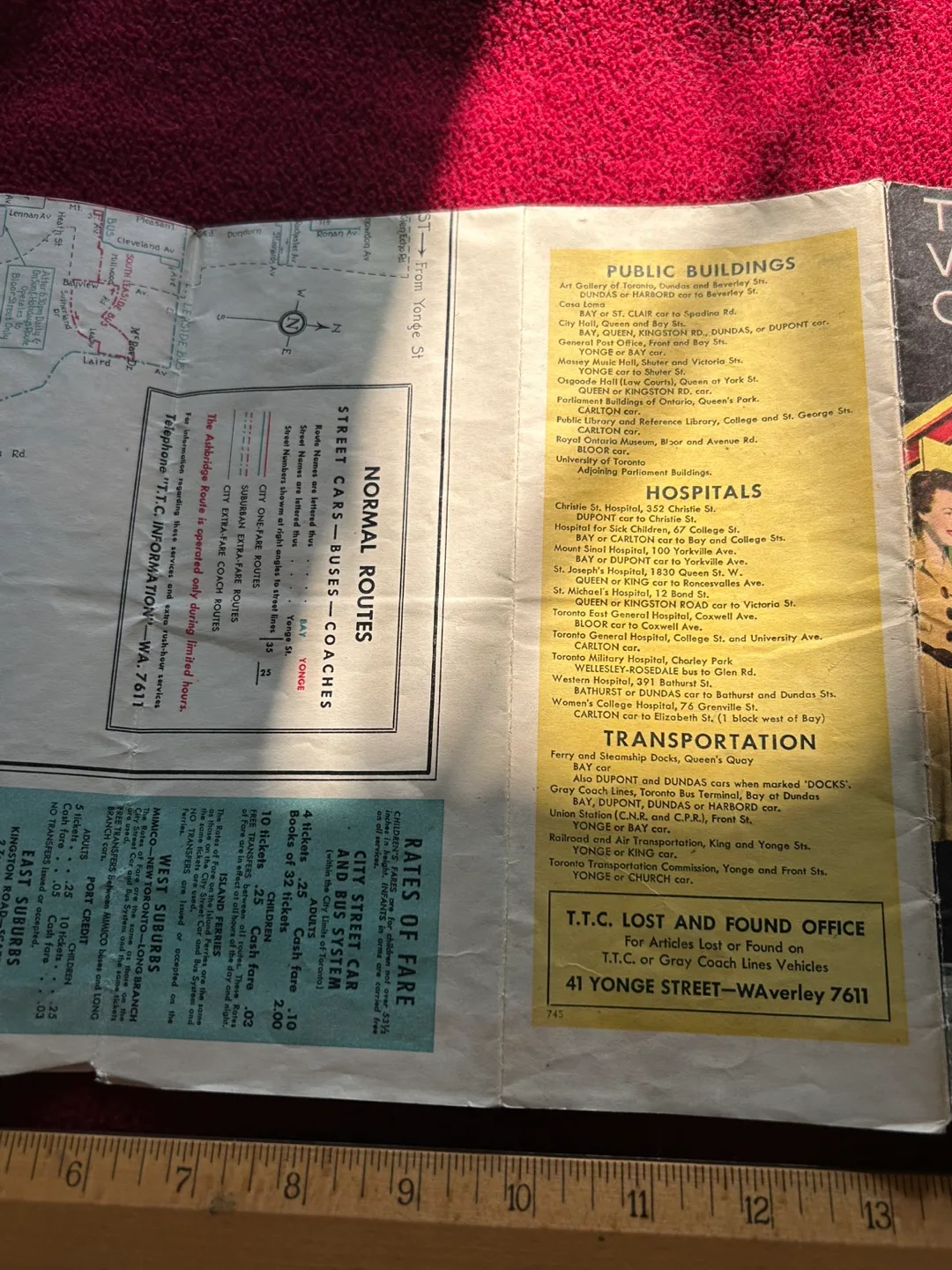 $30 TTC 1940s vintage antique map guide TORONTO ROAD MAP image indicator(4)
