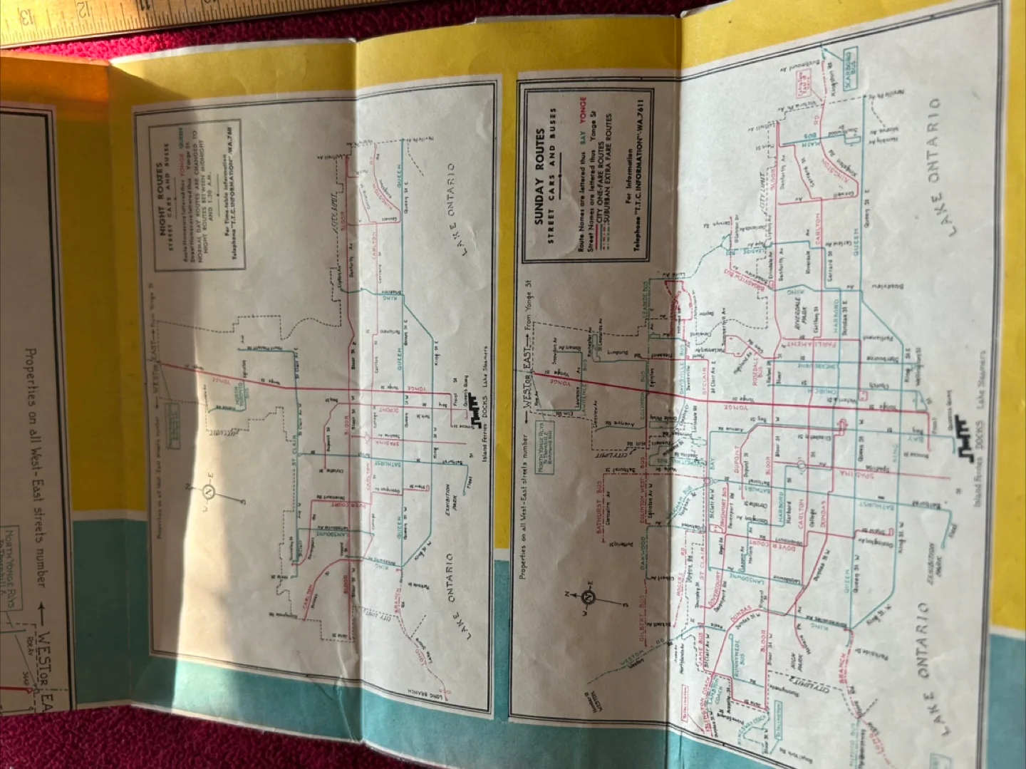 $30 TTC 1940s vintage antique map guide TORONTO ROAD MAP image indicator(6)