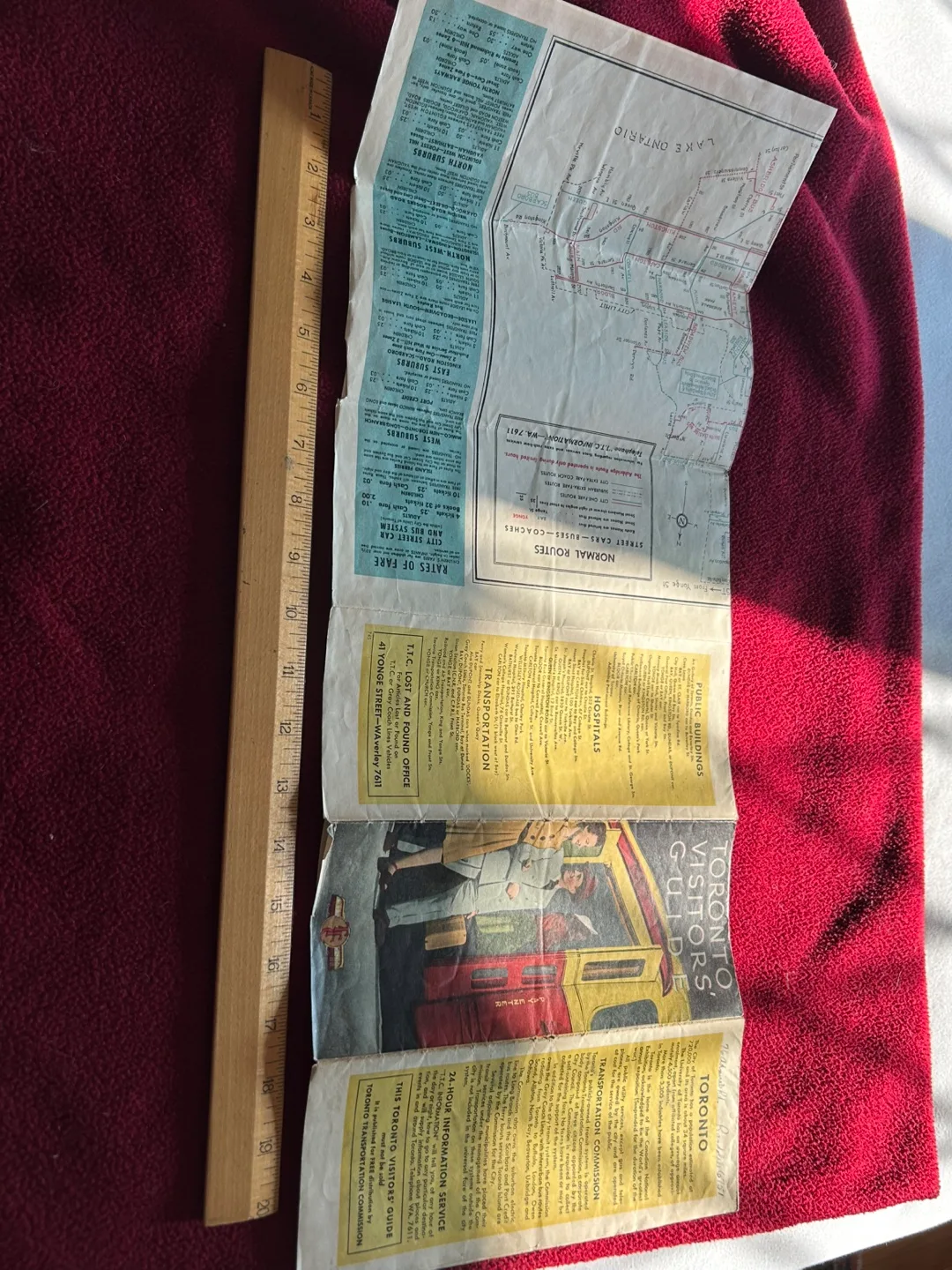 $30 TTC 1940s vintage antique map guide TORONTO ROAD MAP image indicator(2)