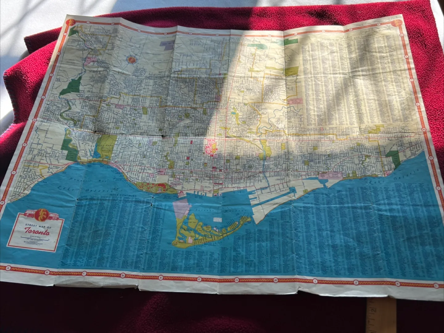 $30 TTC 1940s vintage antique map guide TORONTO ROAD MAP image indicator(7)