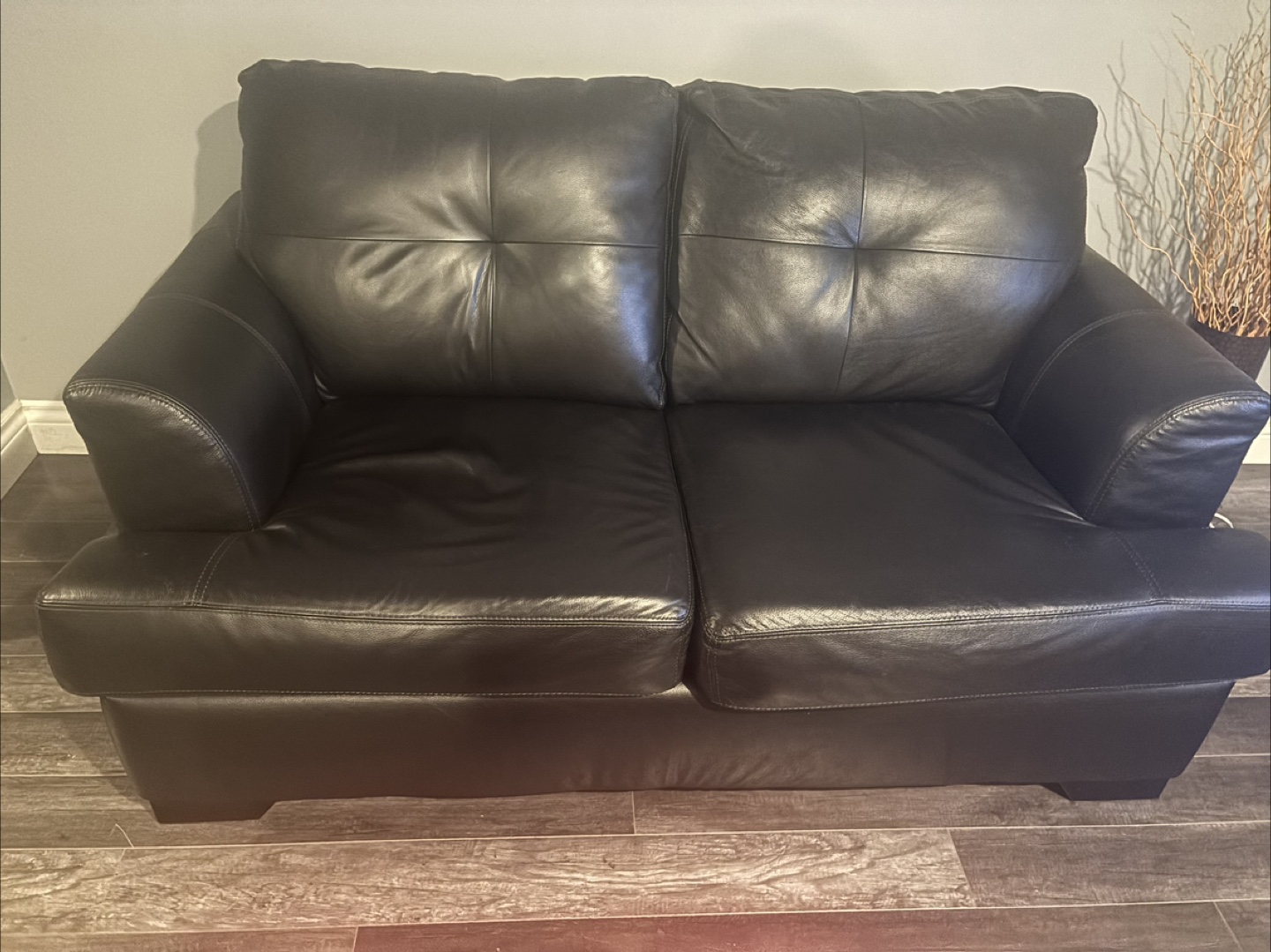 Black Faux Leather Loveseat