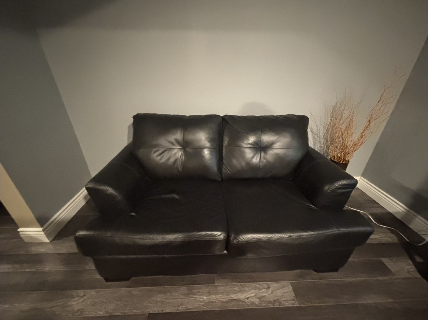 Black Faux Leather Loveseat - photo 2