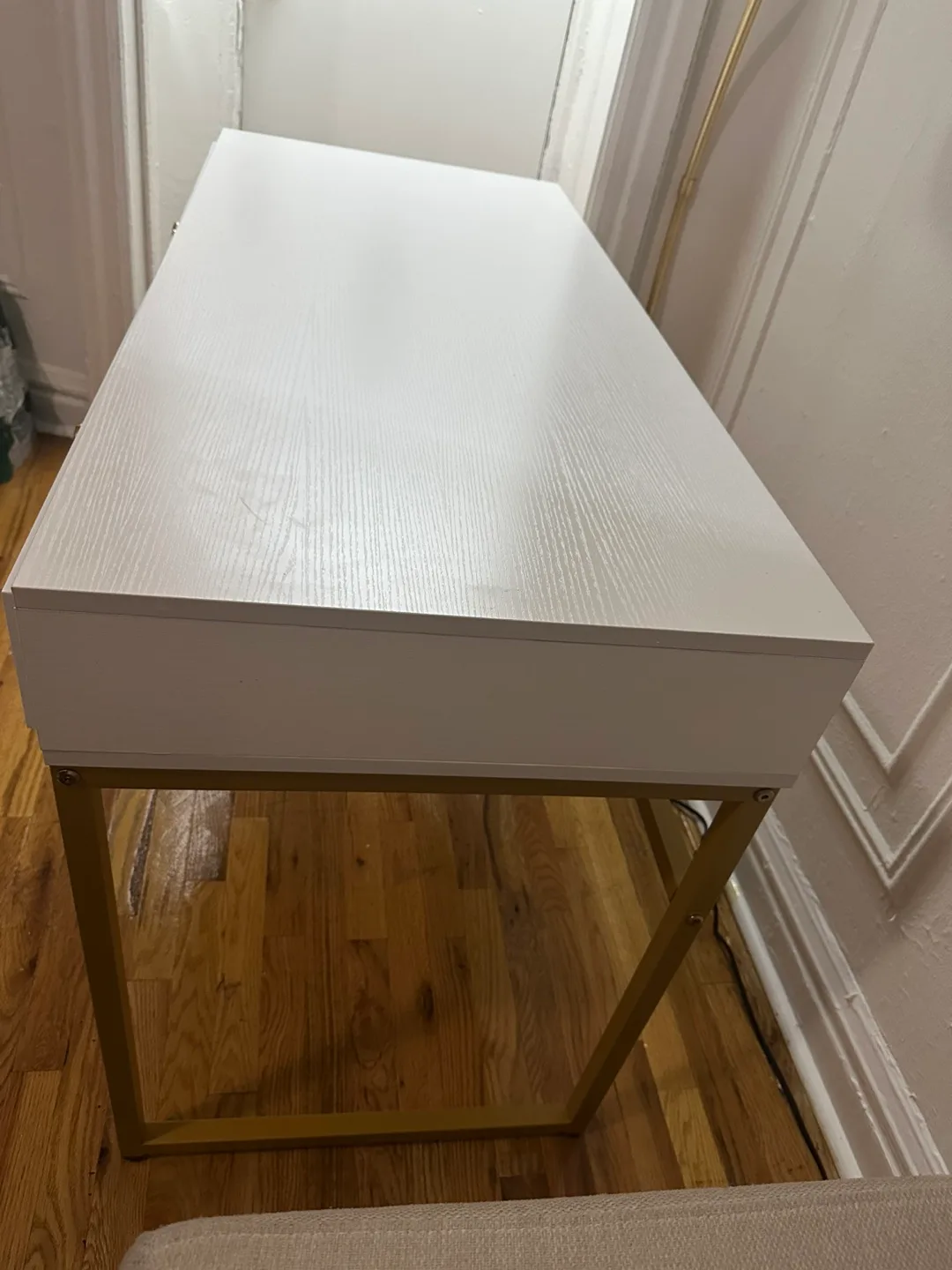 White & Gold Desk with Two Drawers image indicator(5)