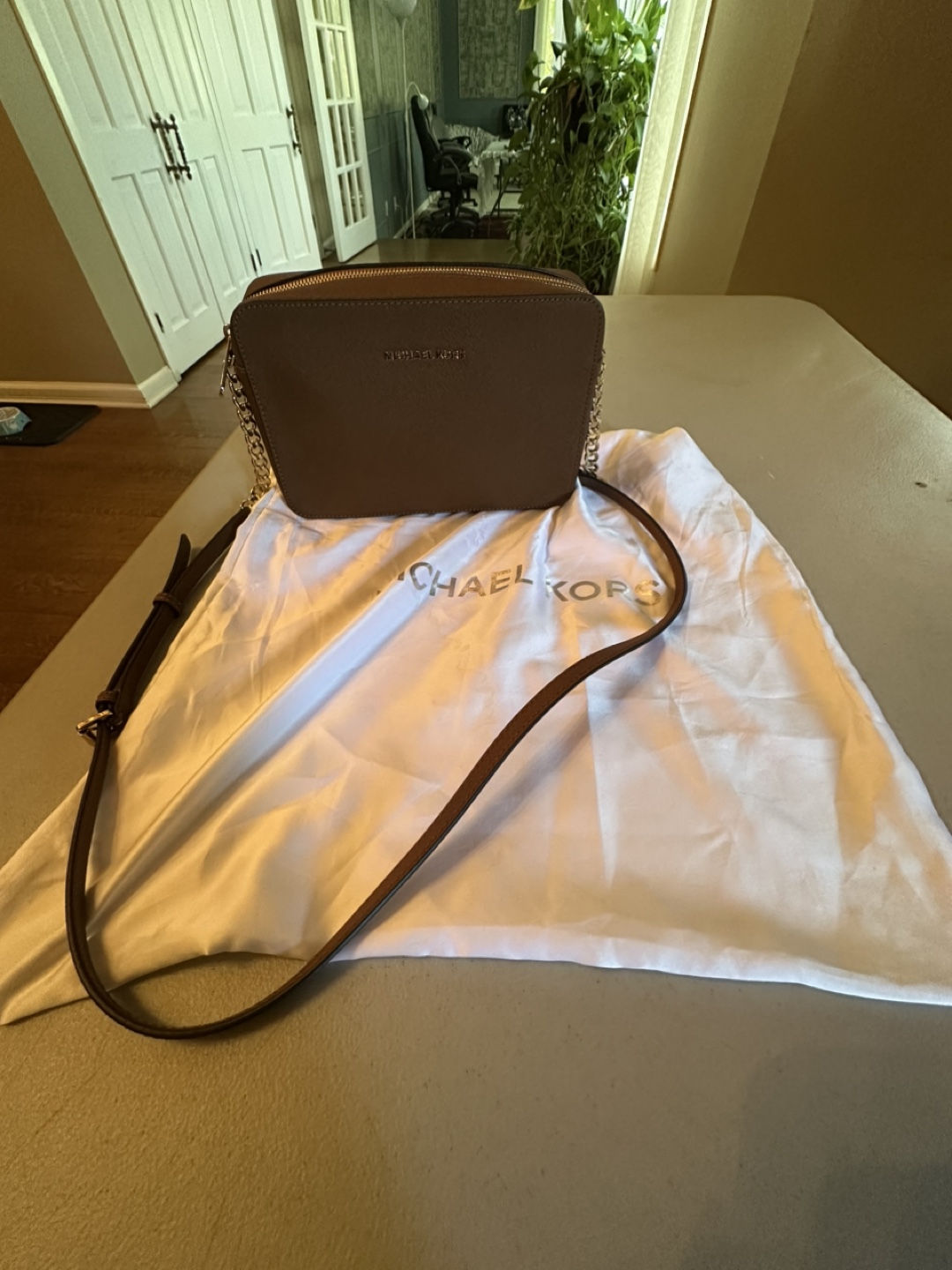 Michael Kors Brown Leather Crossbody Bag