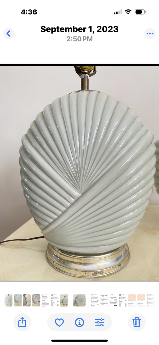 Pair of Vintage Glass Lamps with Shades - photo 5