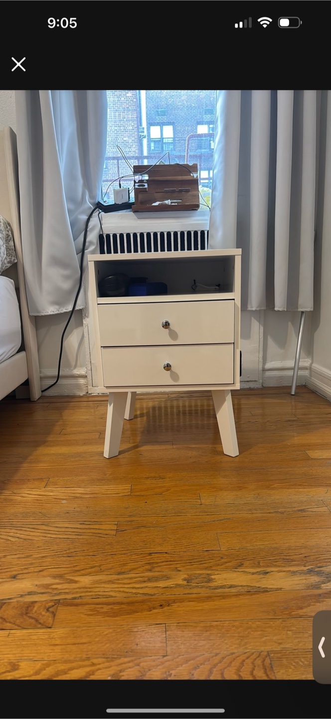 2 White Nightstand with Two Drawers