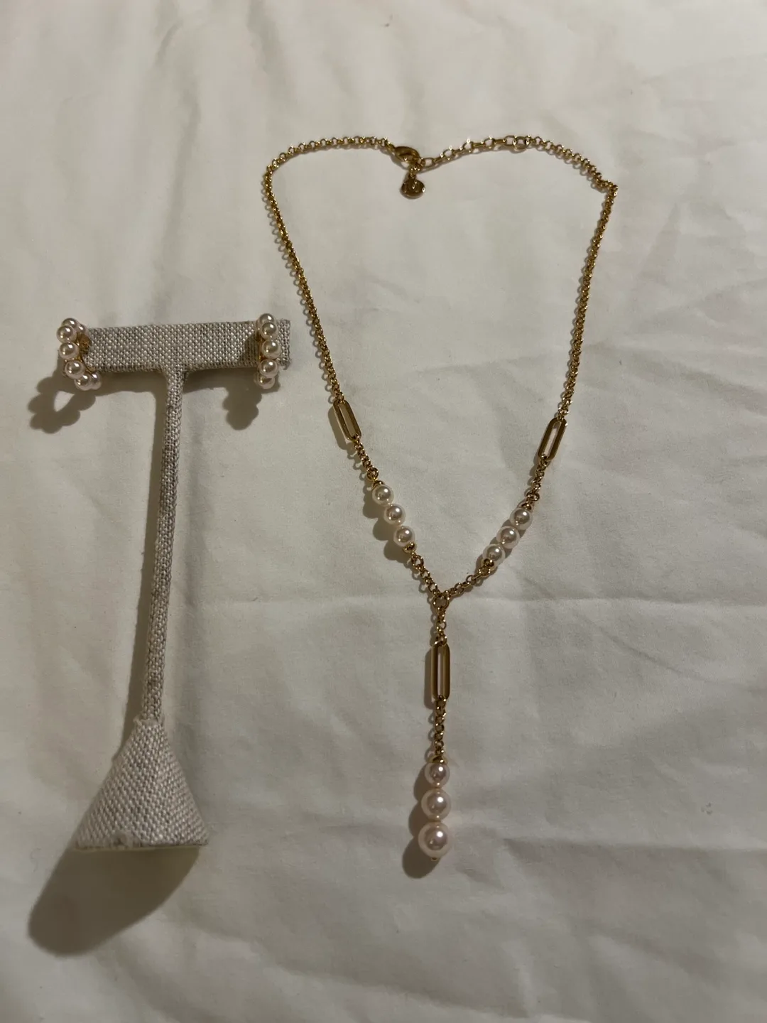 Majorica Gold & Pearl Necklace and Earrings Set thumbnail