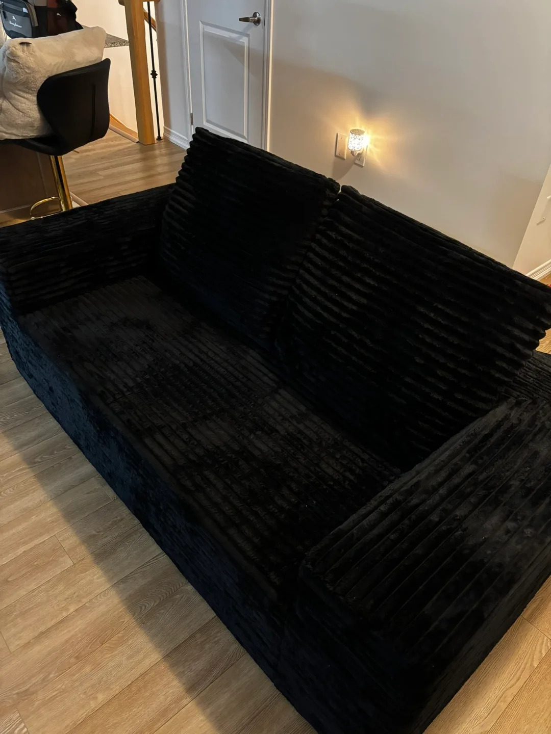 Black Corduroy Sofa (71") thumbnail