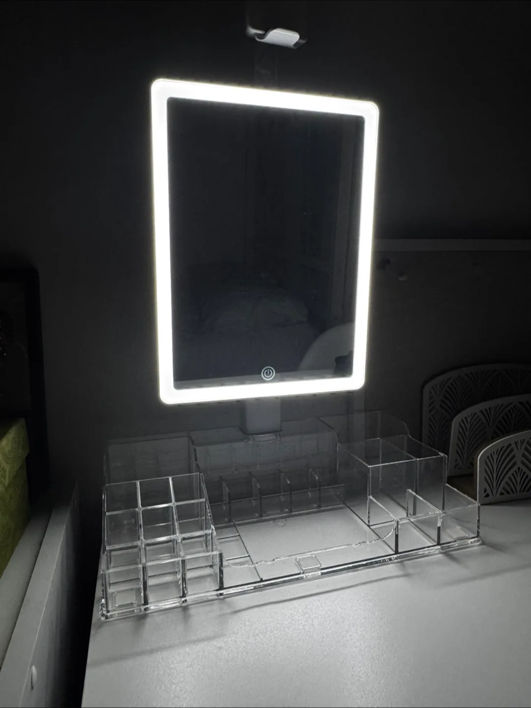 LED 360 Rotational Makeup Vanity Mirror with Organizer thumbnail