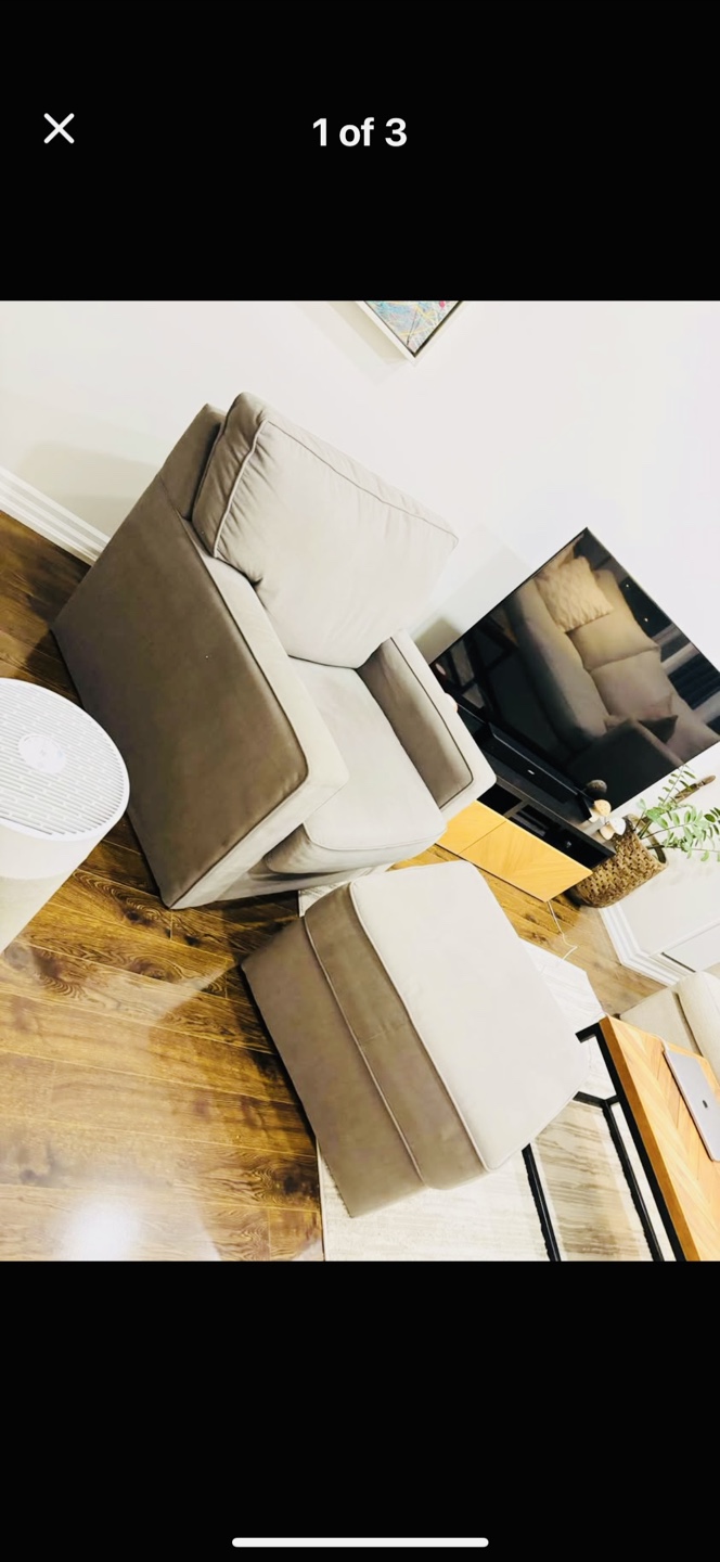 Gray Armchair with Ottoman - photo 2