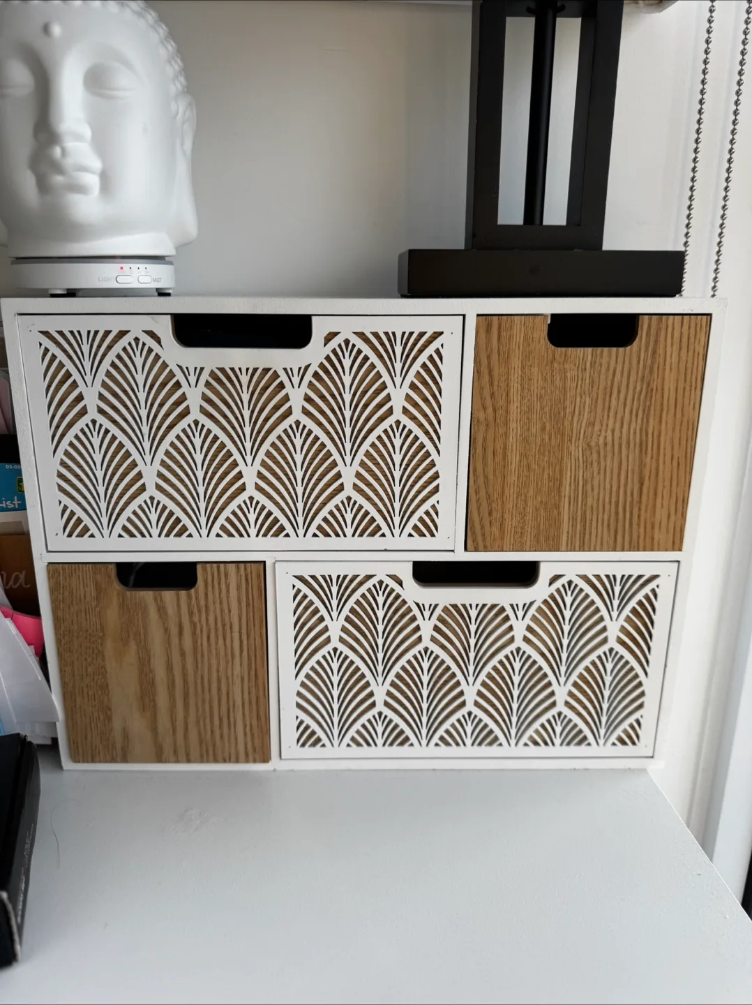 Decorative White Wood Storage Drawer Unit for Desk thumbnail