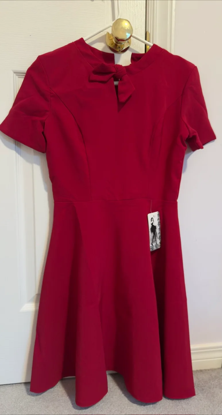 Red Fit & Flare Dress image indicator(2)