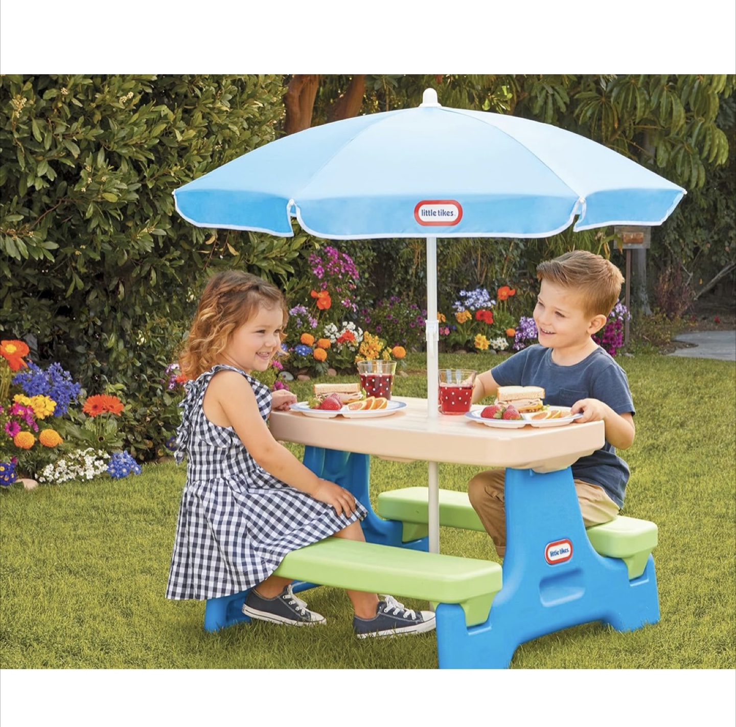 Little Tikes Foldable Picnic Table with Umbrella - photo 2