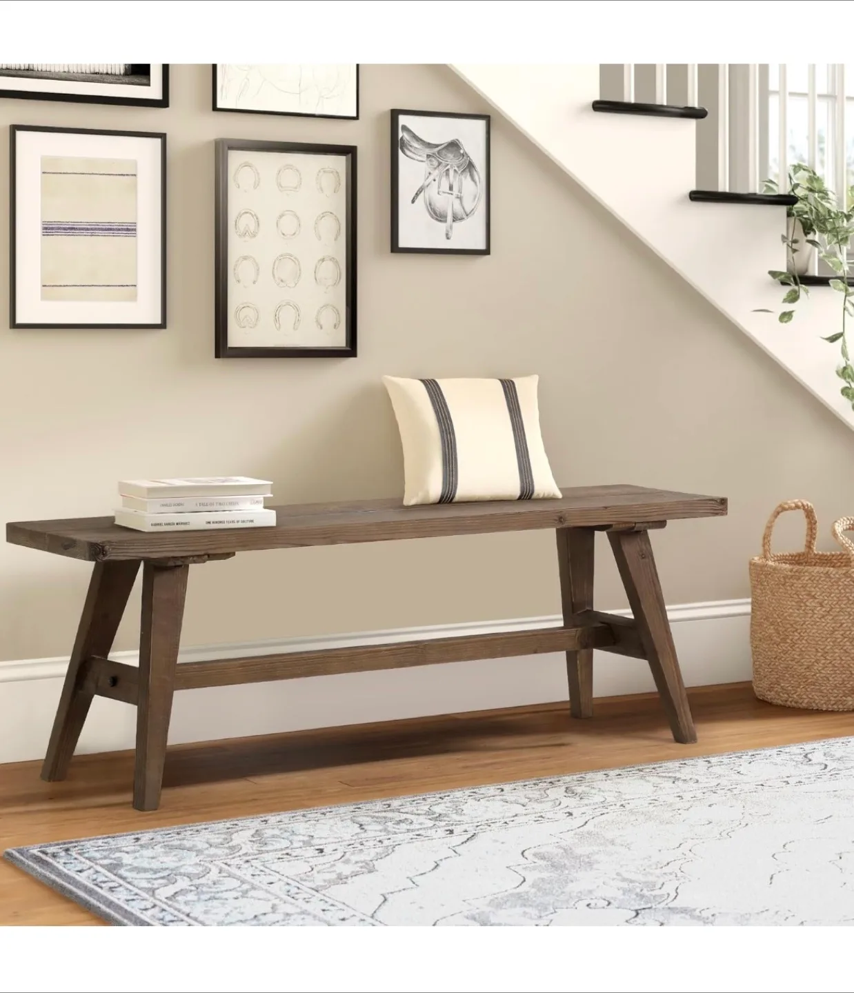 Rustic Wood Entryway Bench - 47.2" Long