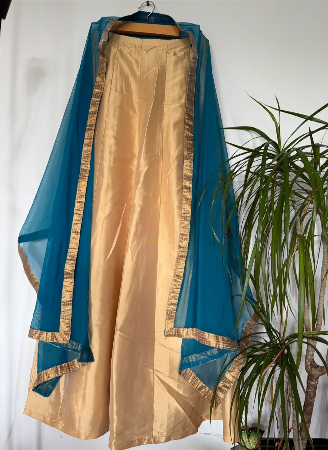 Teal & Gold Embroidered Indian Dress image indicator(4)