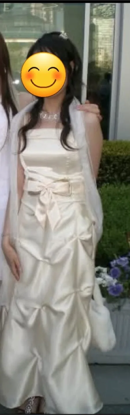 Cream Formal Dress with Rhinestone Tiara & Necklace Set image indicator(4)