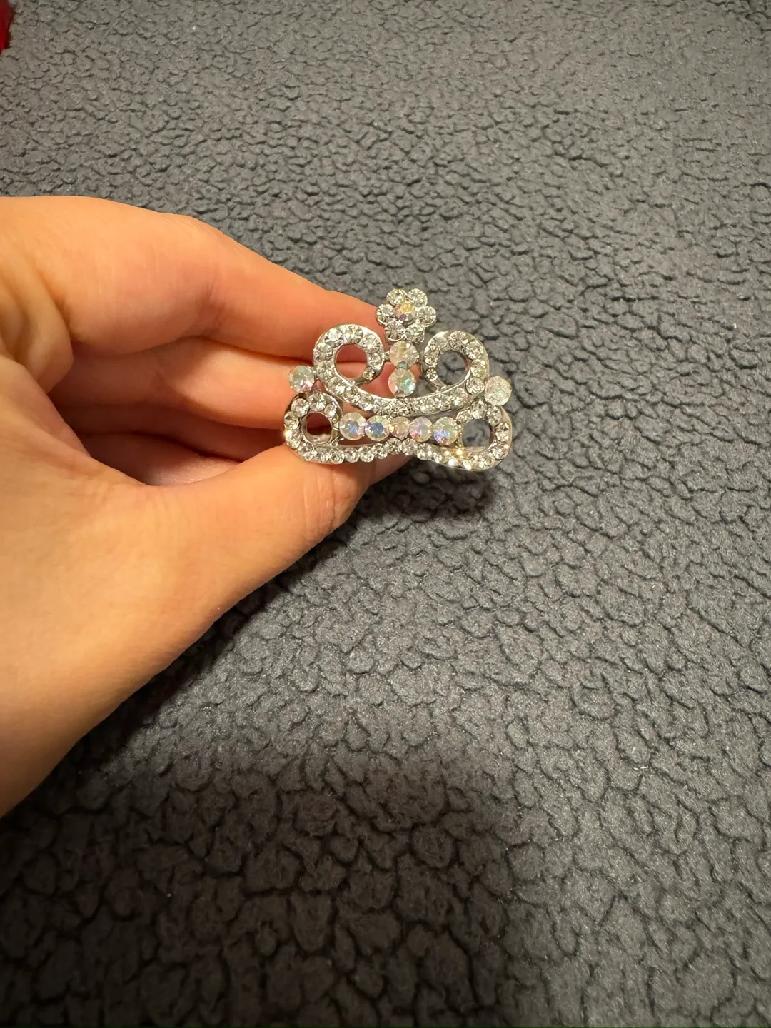 Cream Formal Dress with Rhinestone Tiara & Necklace Set image indicator(3)