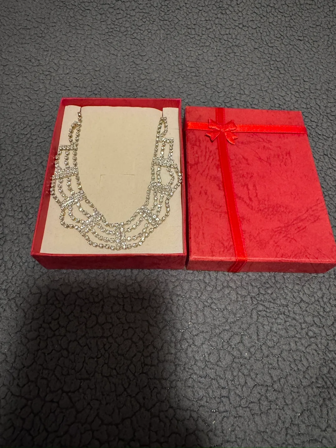 Cream Formal Dress with Rhinestone Tiara & Necklace Set image indicator(2)