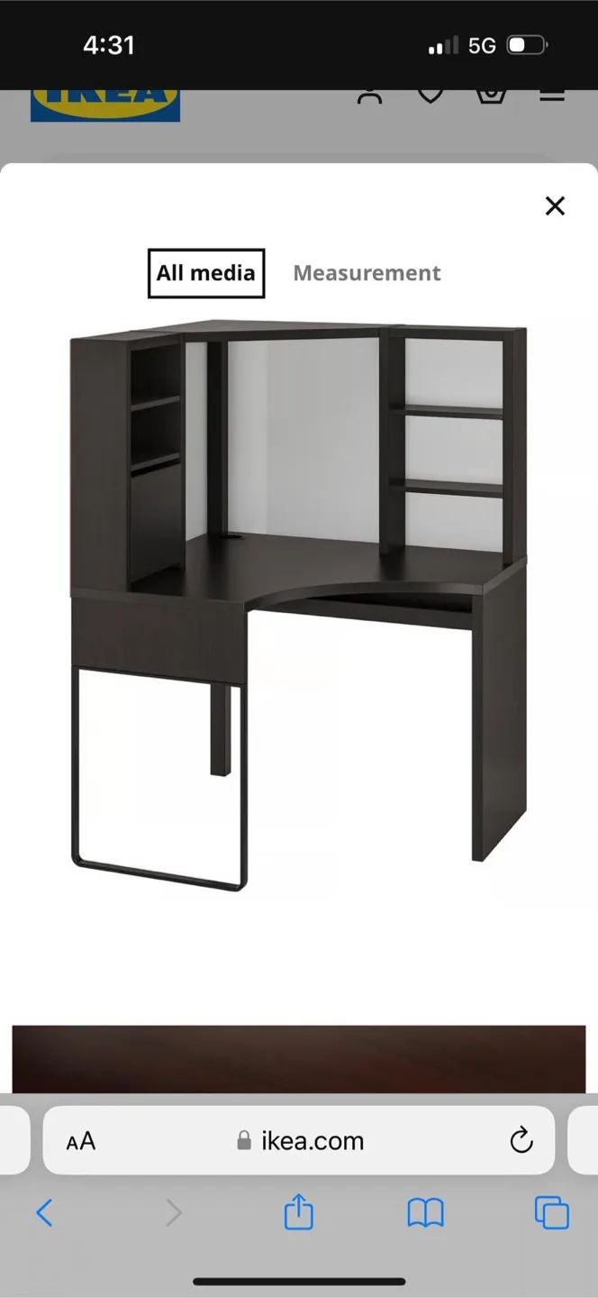 IKEA MICKE Corner Workstation Desk - Black-Brown image indicator(2)