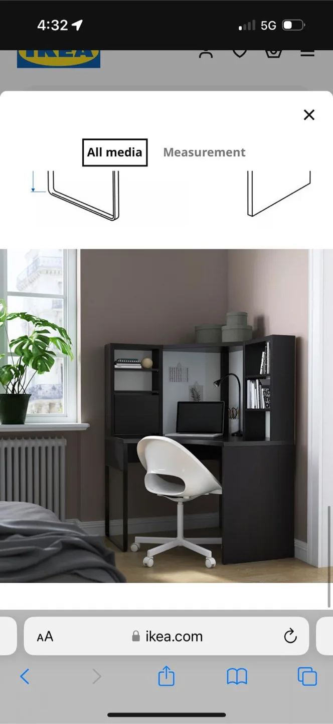 IKEA MICKE Corner Workstation Desk - Black-Brown