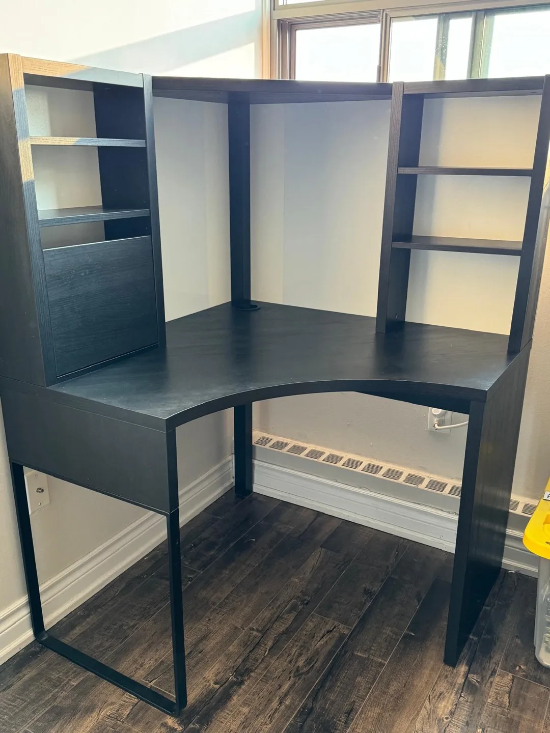 IKEA MICKE Corner Workstation Desk - Black-Brown image indicator(4)