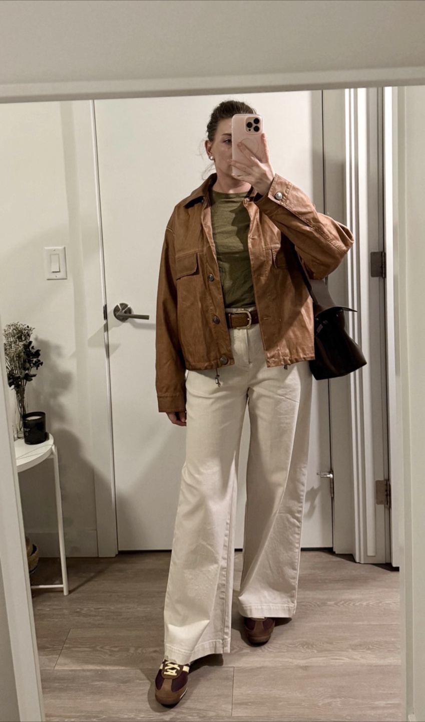 Max Studio brown leather jacket bomber L - photo 5