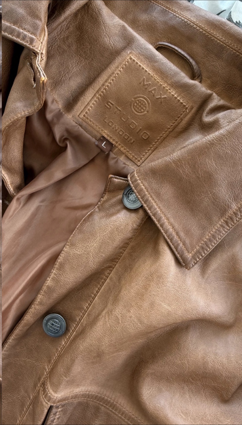 Max Studio brown leather jacket bomber L - photo 4