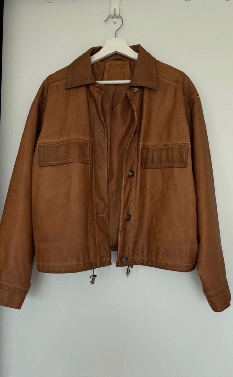 Max Studio brown leather jacket bomber L - photo 2