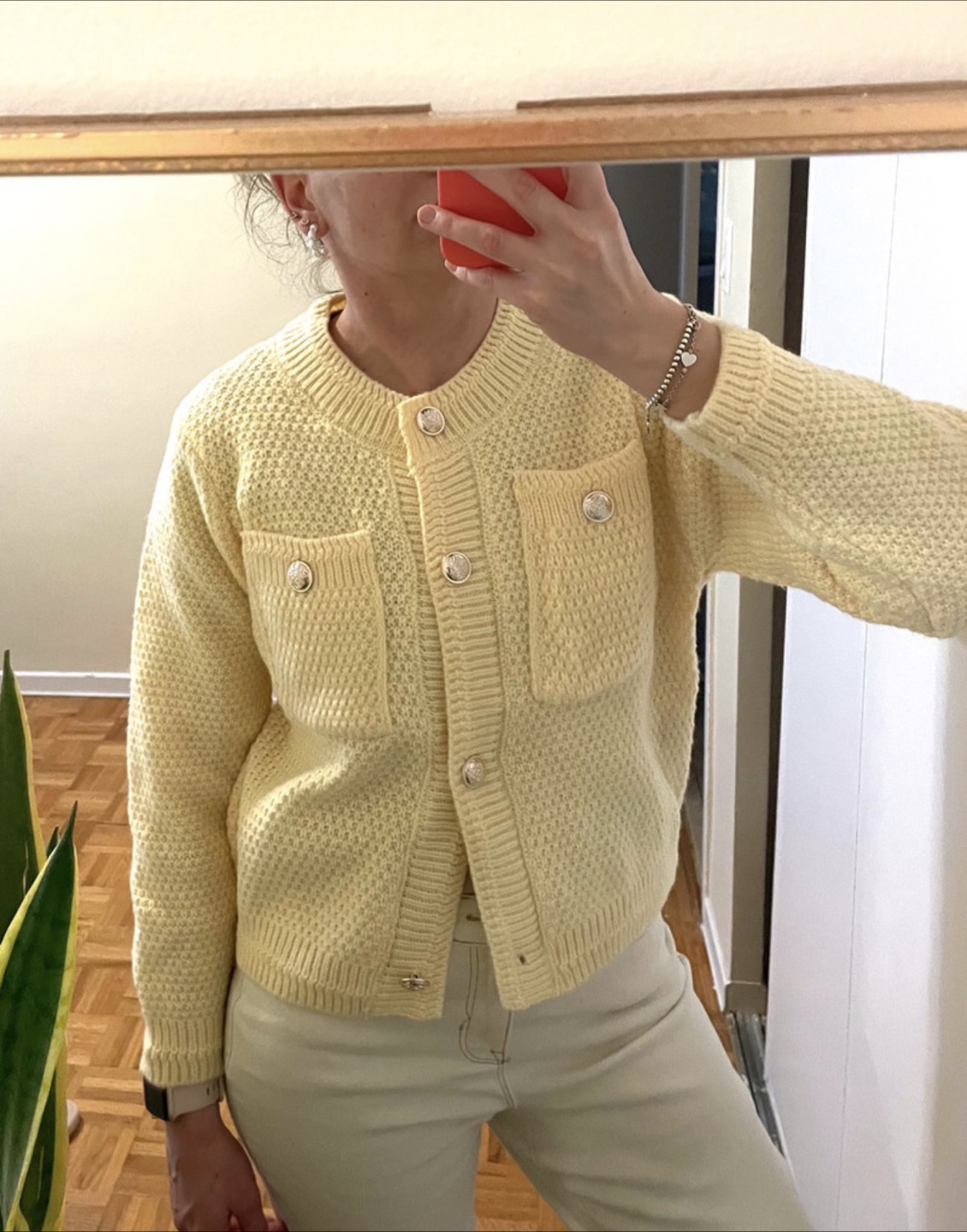 Yellow knit cardigan S