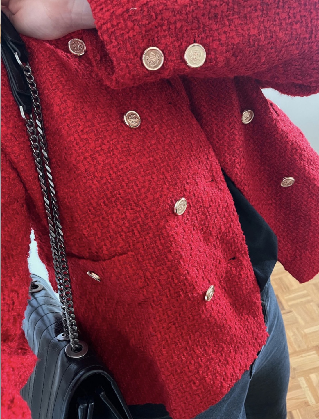 Red bouclé Jacket S like new - photo 2