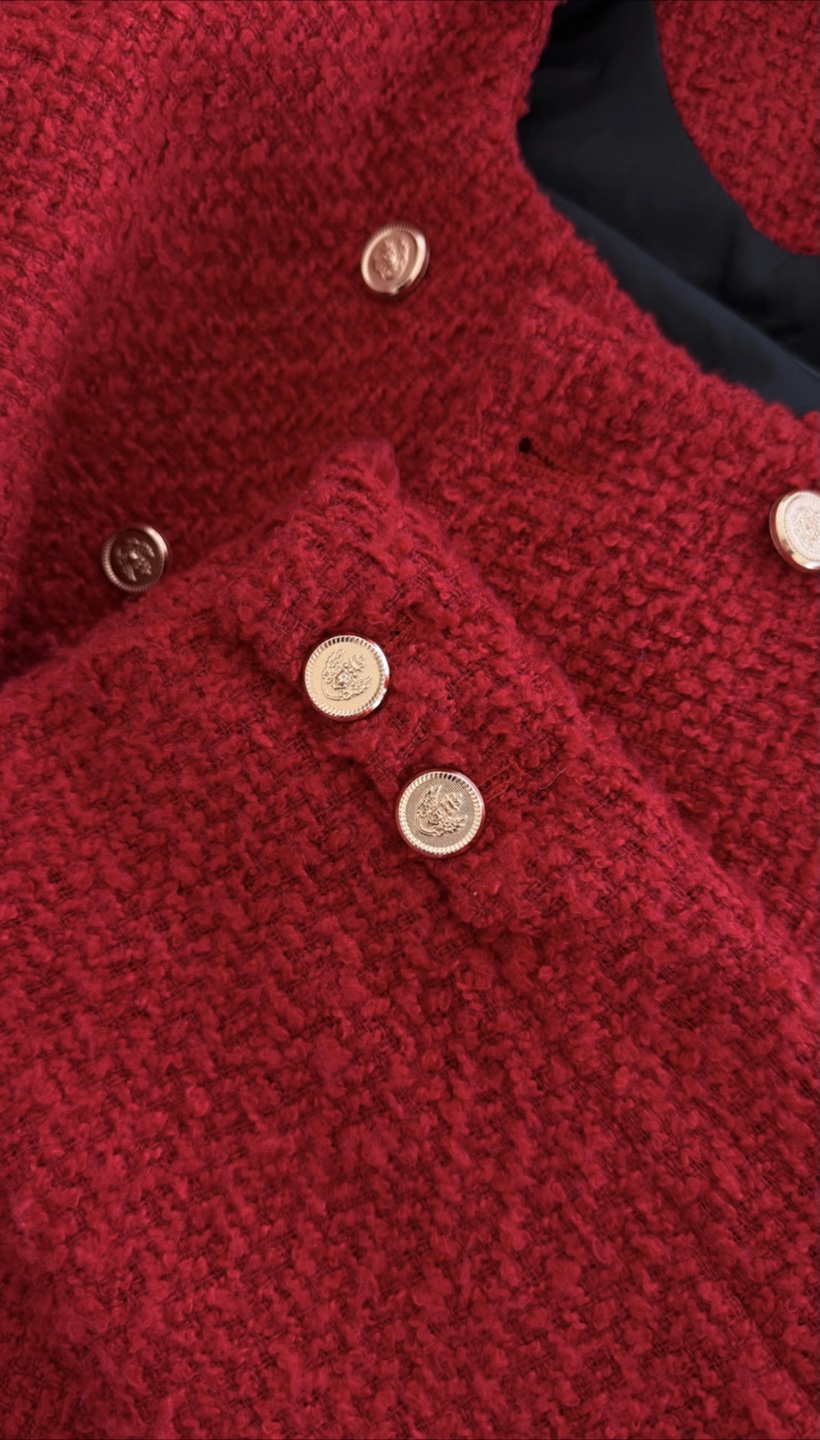 Red bouclé Jacket S like new - photo 5