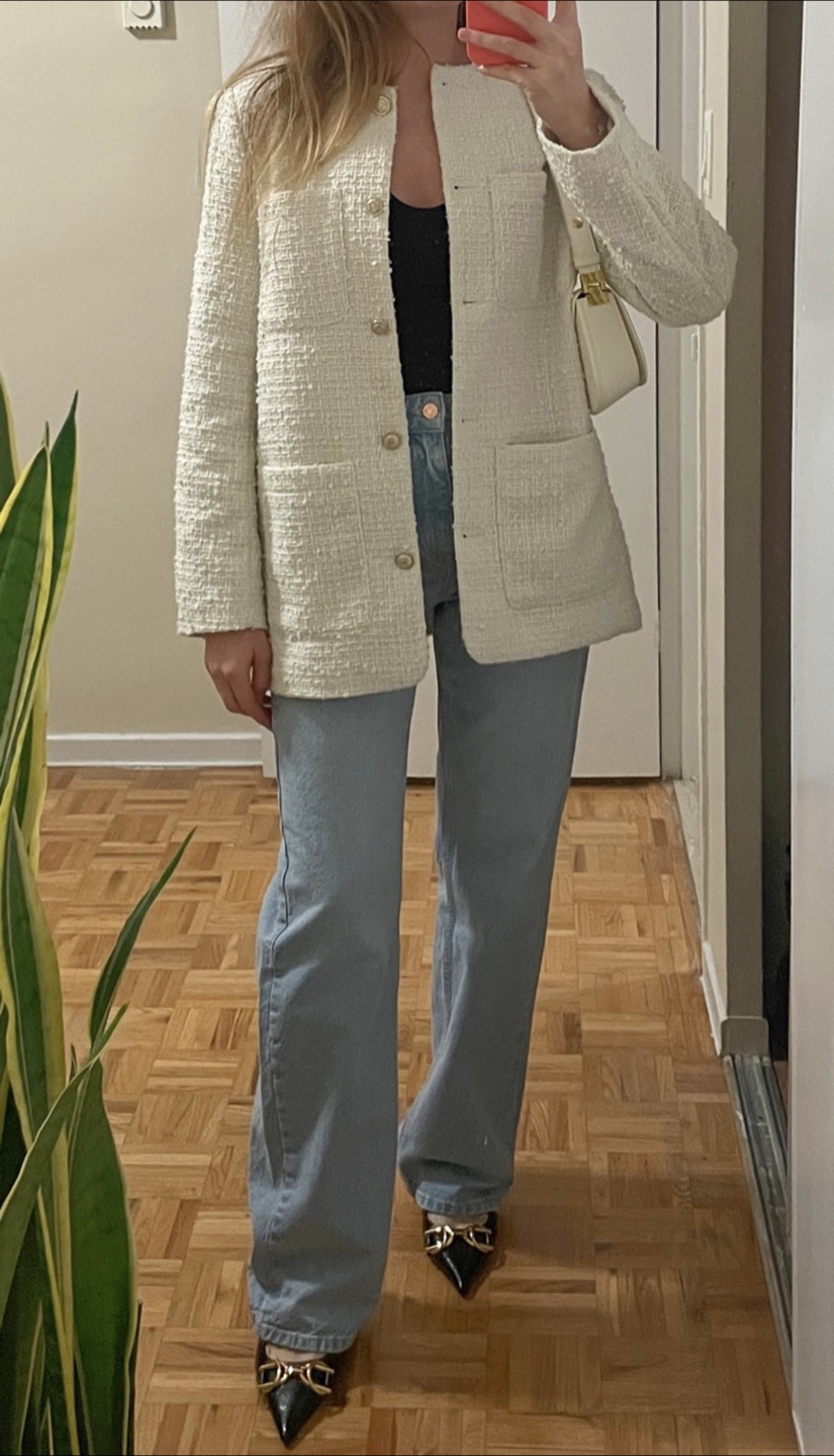 White bouclé textured H&M Jacket S - photo 3