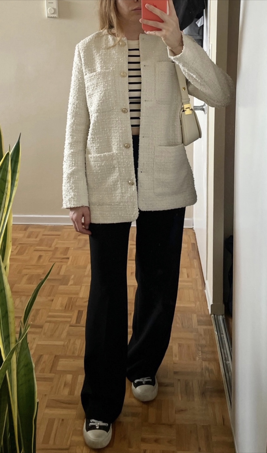 White bouclé textured H&M Jacket S