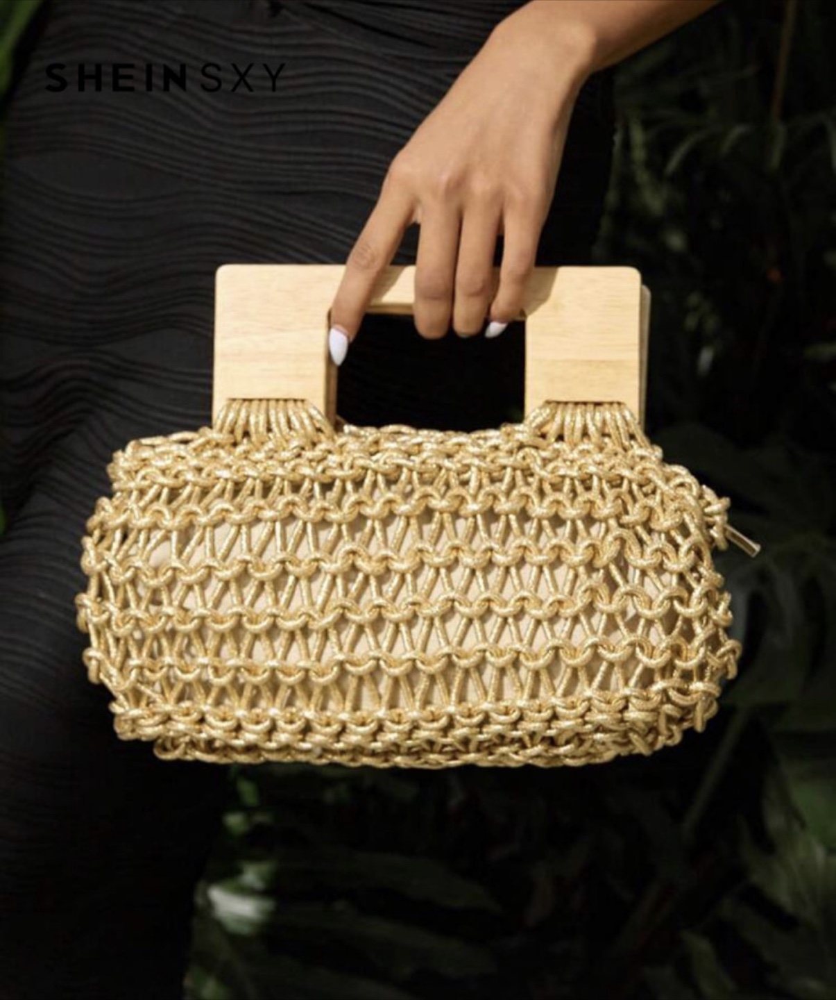 Stylish new handwoven straw bag in gold color