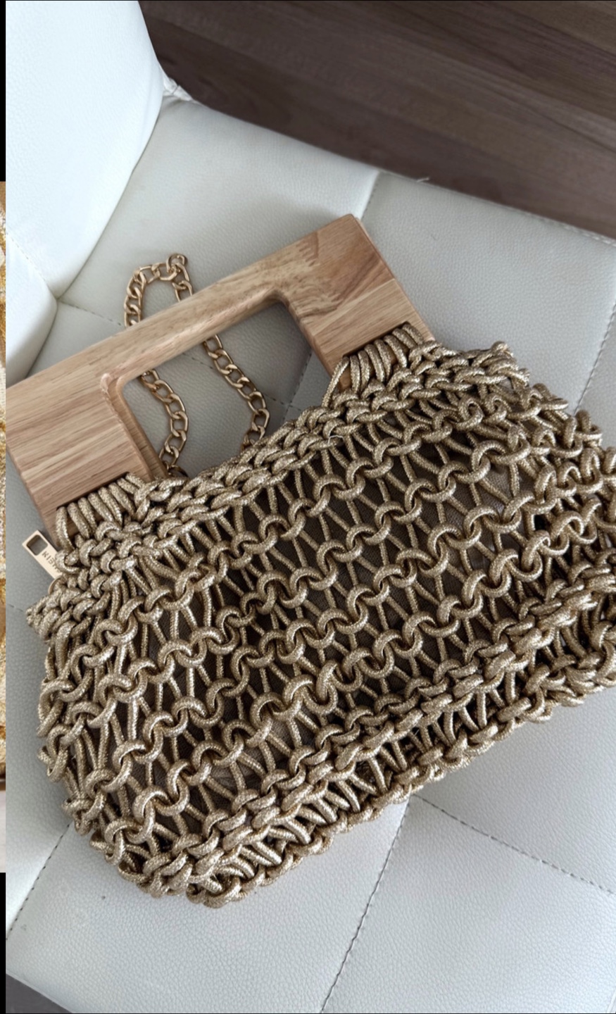 Stylish new handwoven straw bag in gold color - photo 5