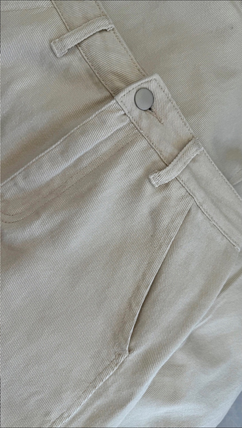 New Beige High Waist Denim Skirt with slit S - photo 5