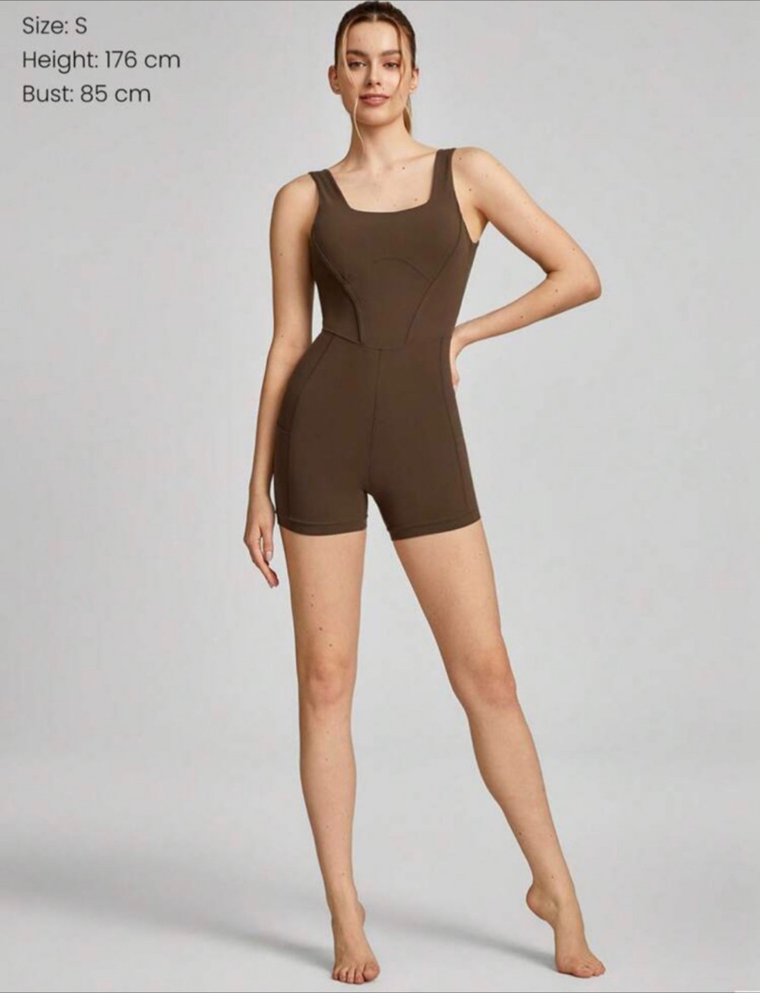 Sleek Brown One-Piece Romper Glowmode – Size S