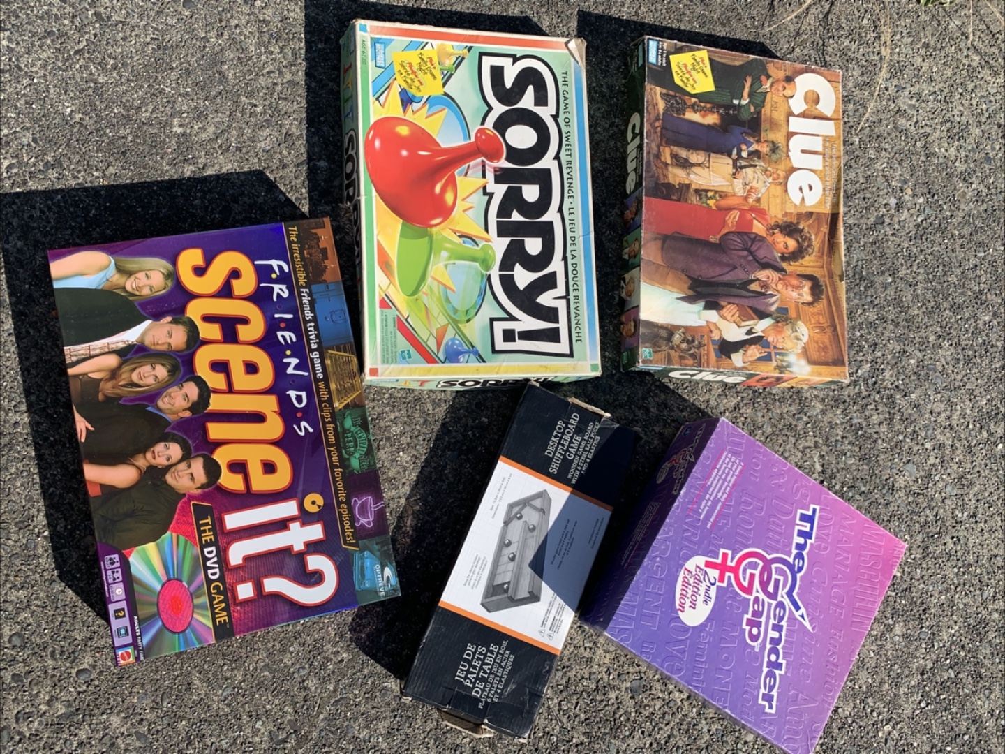 Board Games: Clue, Sorry!, Friends Scene It?