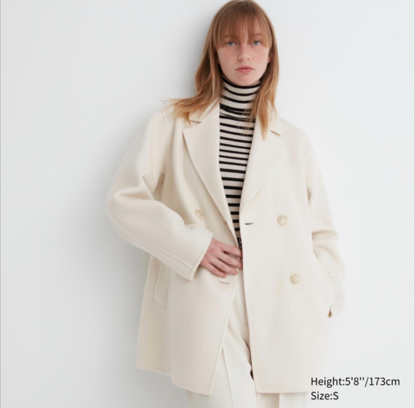 Uniqlo double face short coat off white M - photo 2