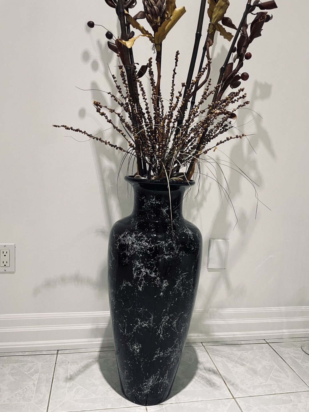 Tall Black Decorative Vase
