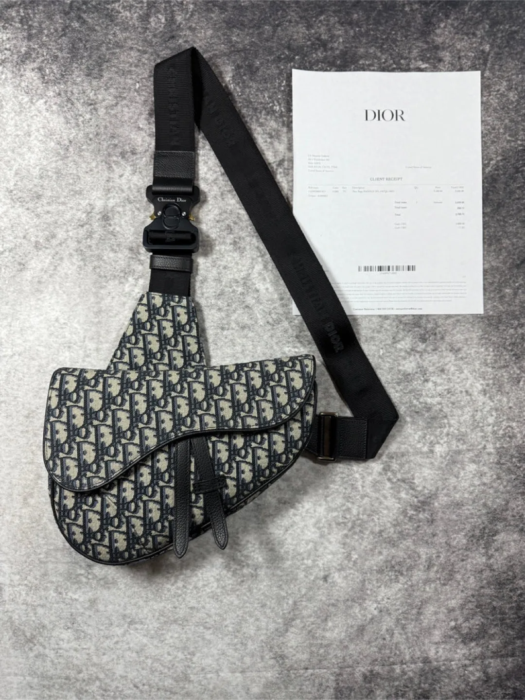 Dior Men's Beige Saddle Jacquard Bag thumbnail