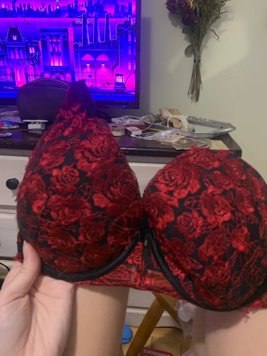 Red Floral Bra thumbnail
