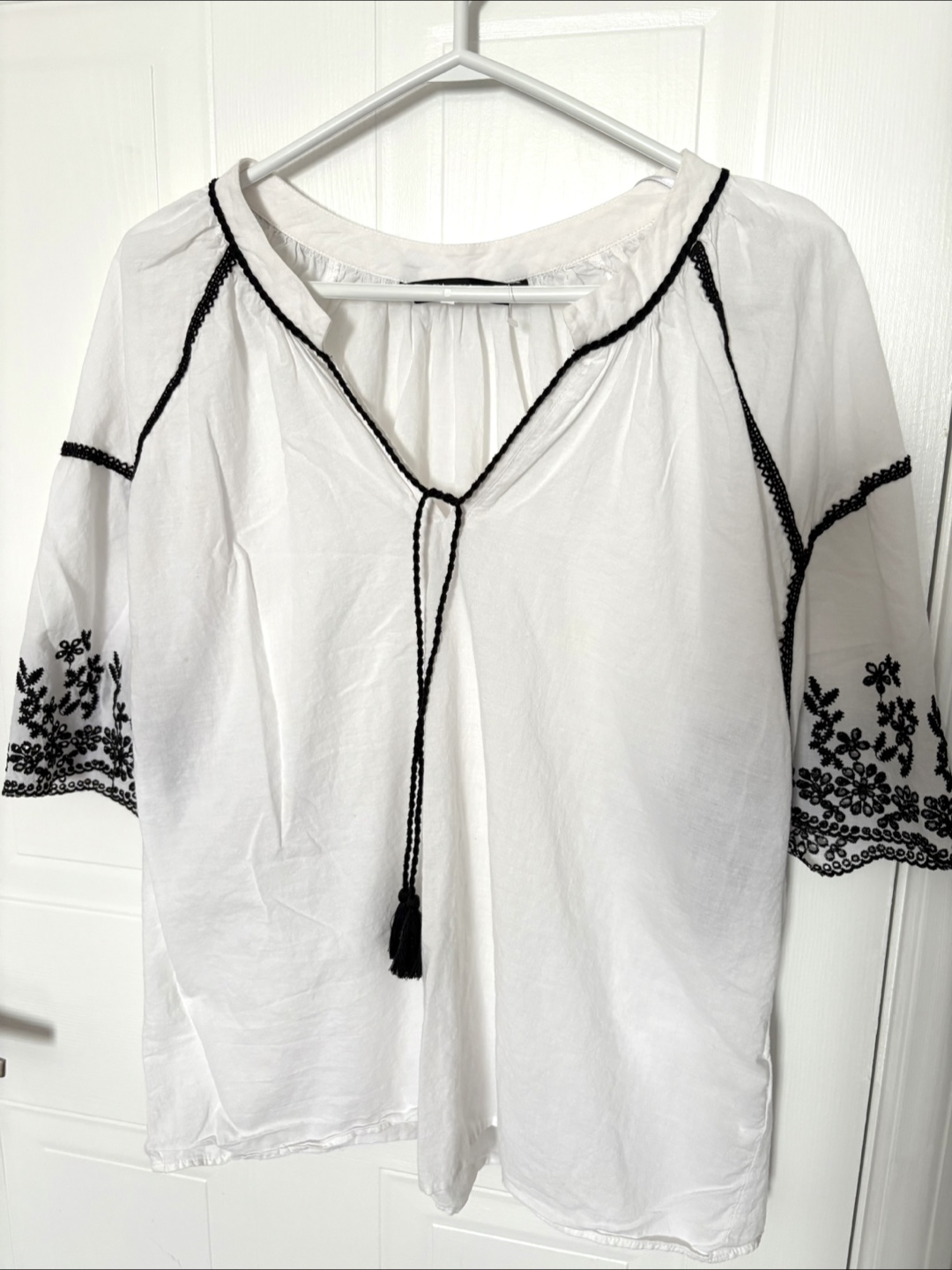 Zara White Embroidered Blouse Size S - photo 5
