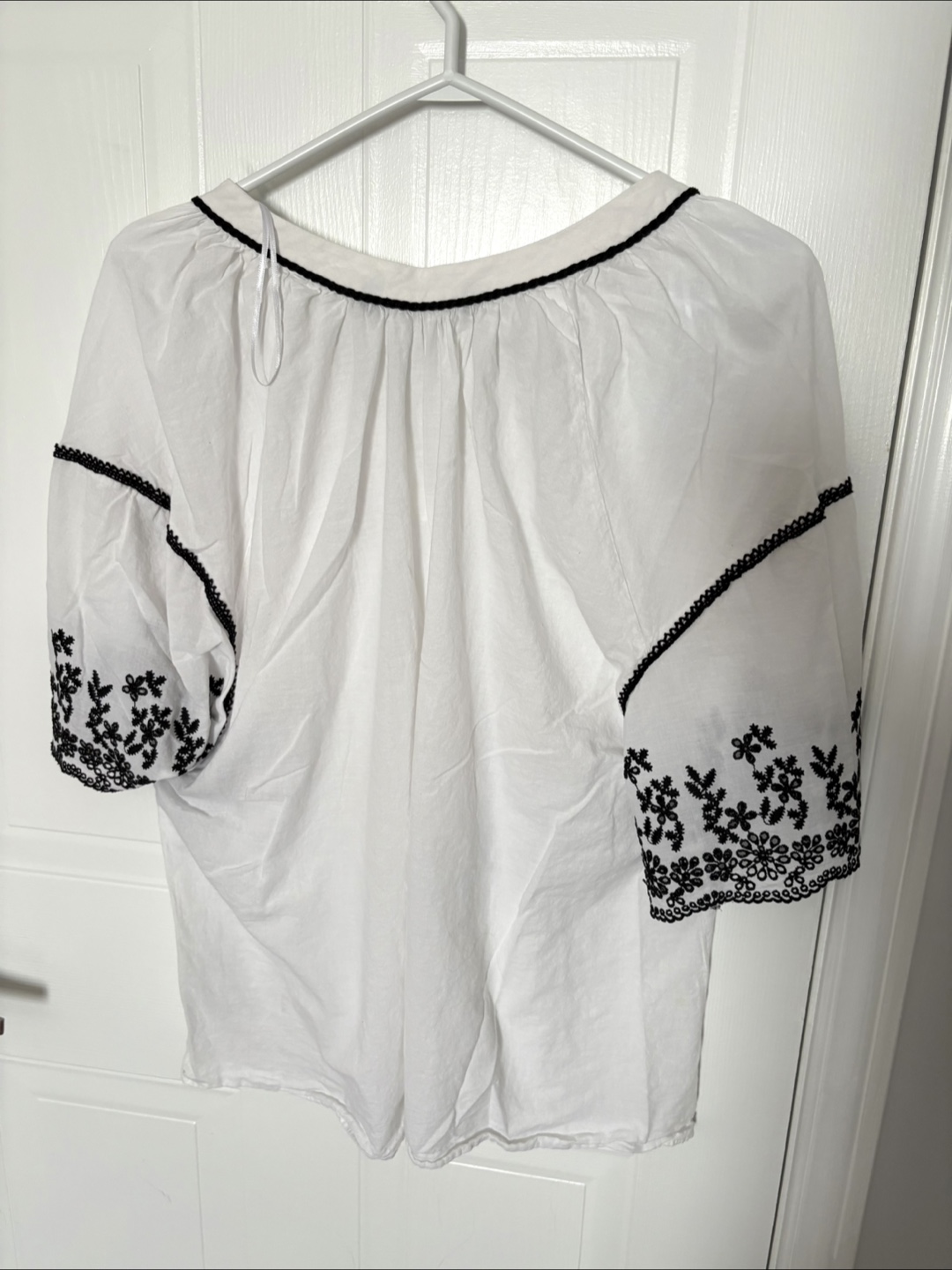 Zara White Embroidered Blouse Size S - photo 3