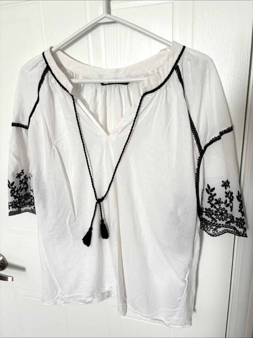 Zara White Embroidered Blouse Size S - photo 4