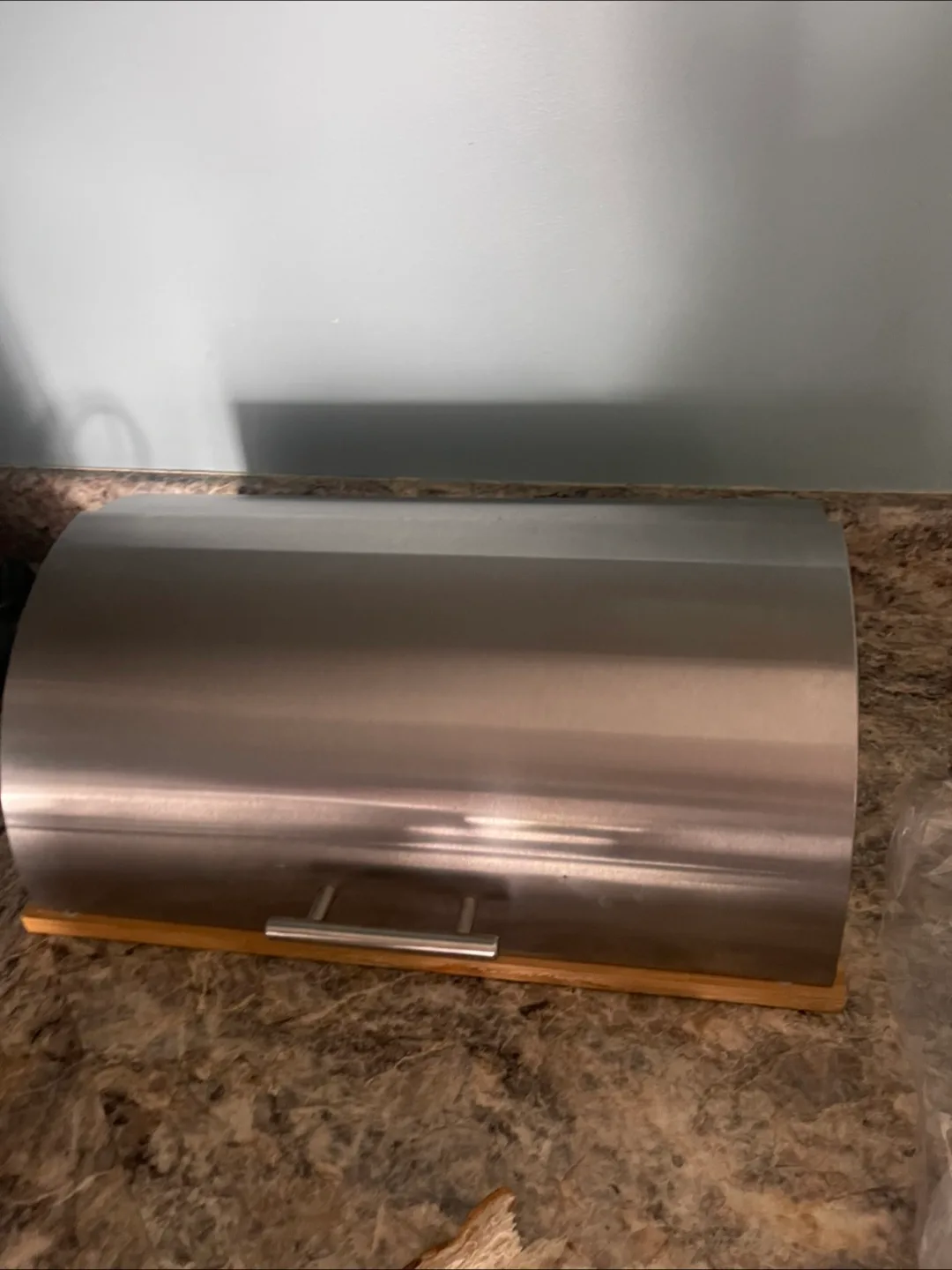 Stainless Steel Bread Box with Wooden Base image indicator(2)