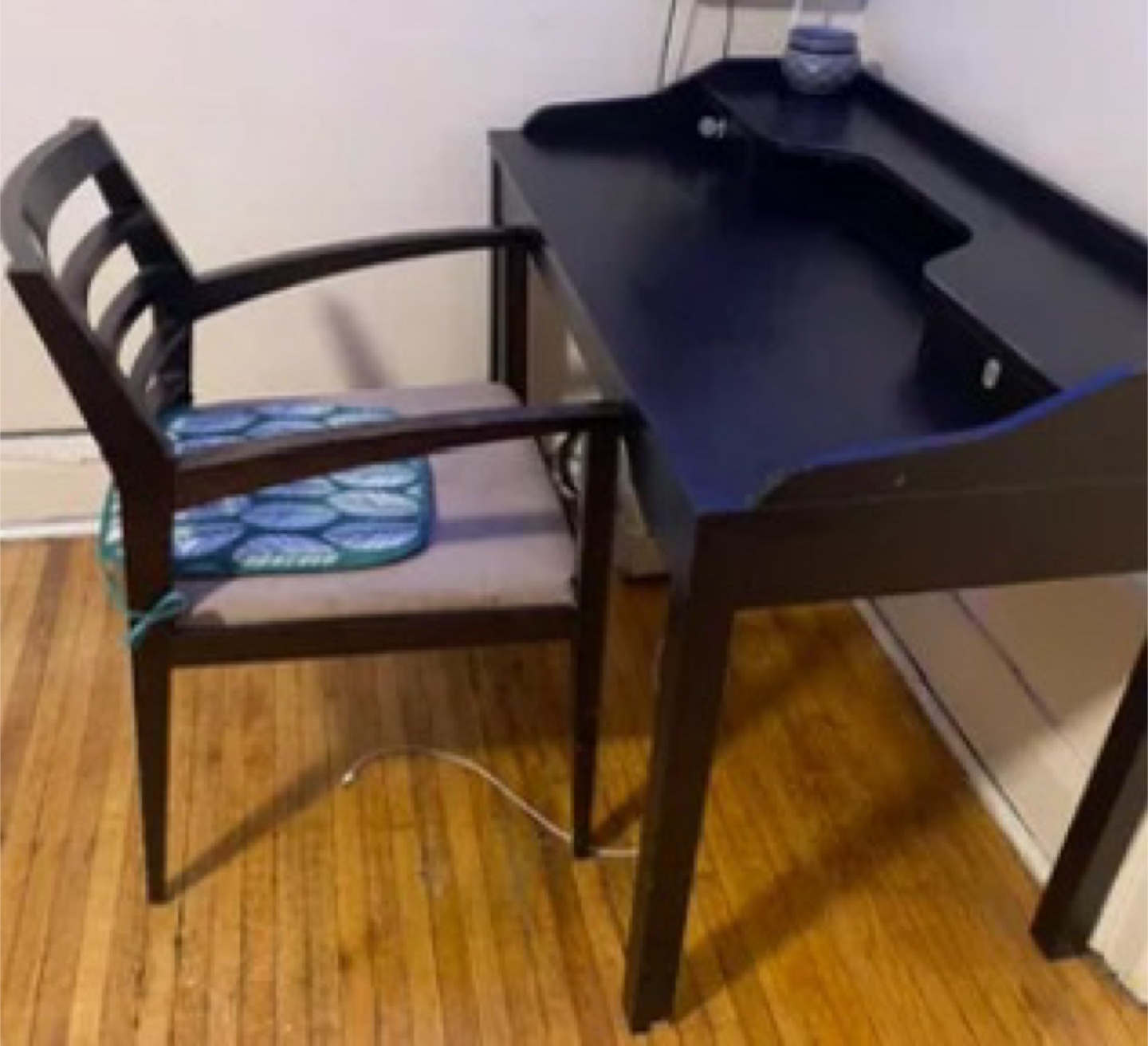 Dark Wood Desk and Chair Set