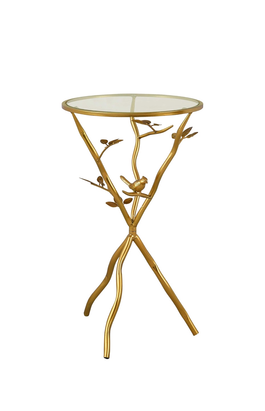 Gold Metal & Glass Accent Table
