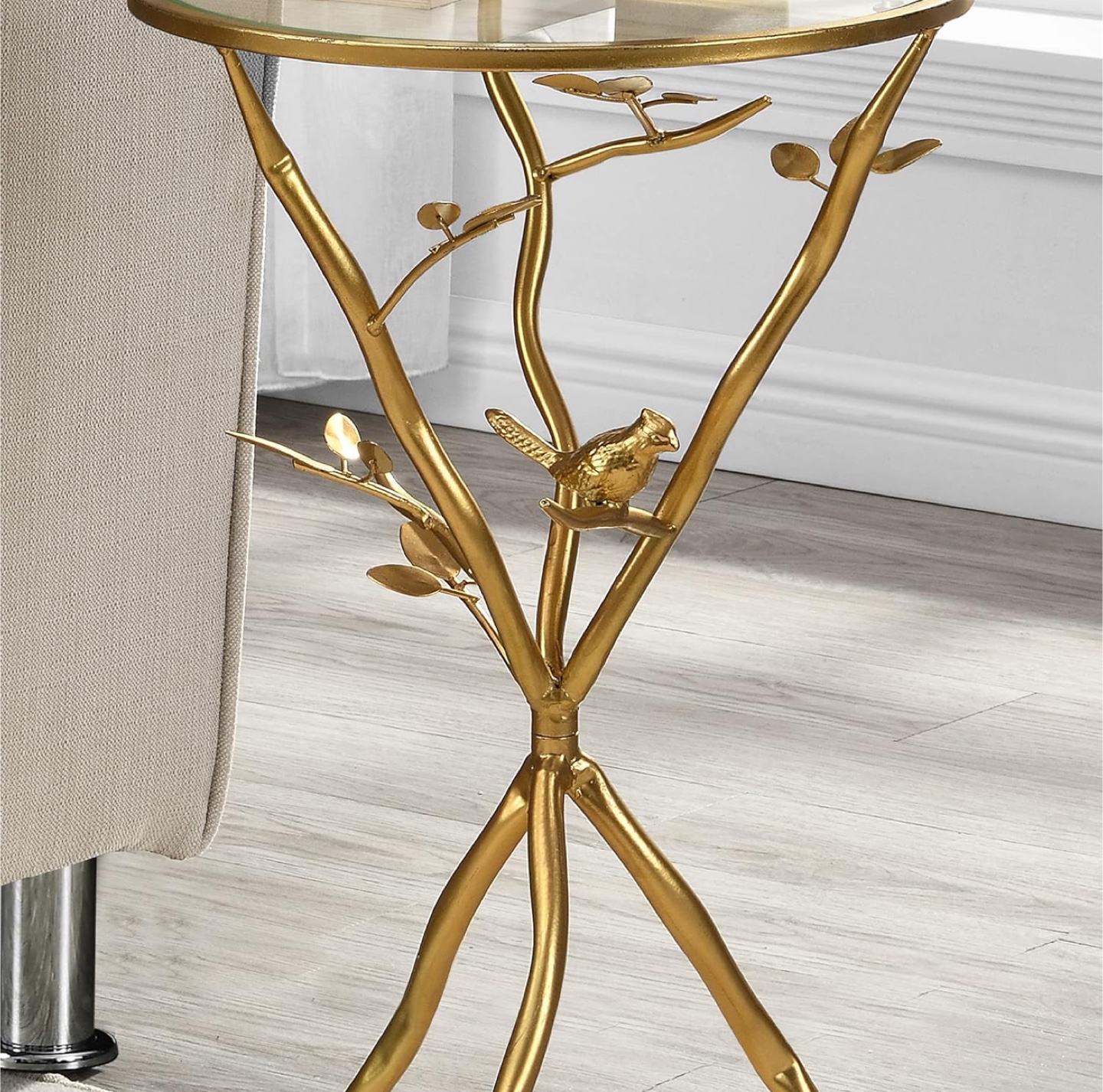 Gold Metal & Glass Accent Table - photo 2