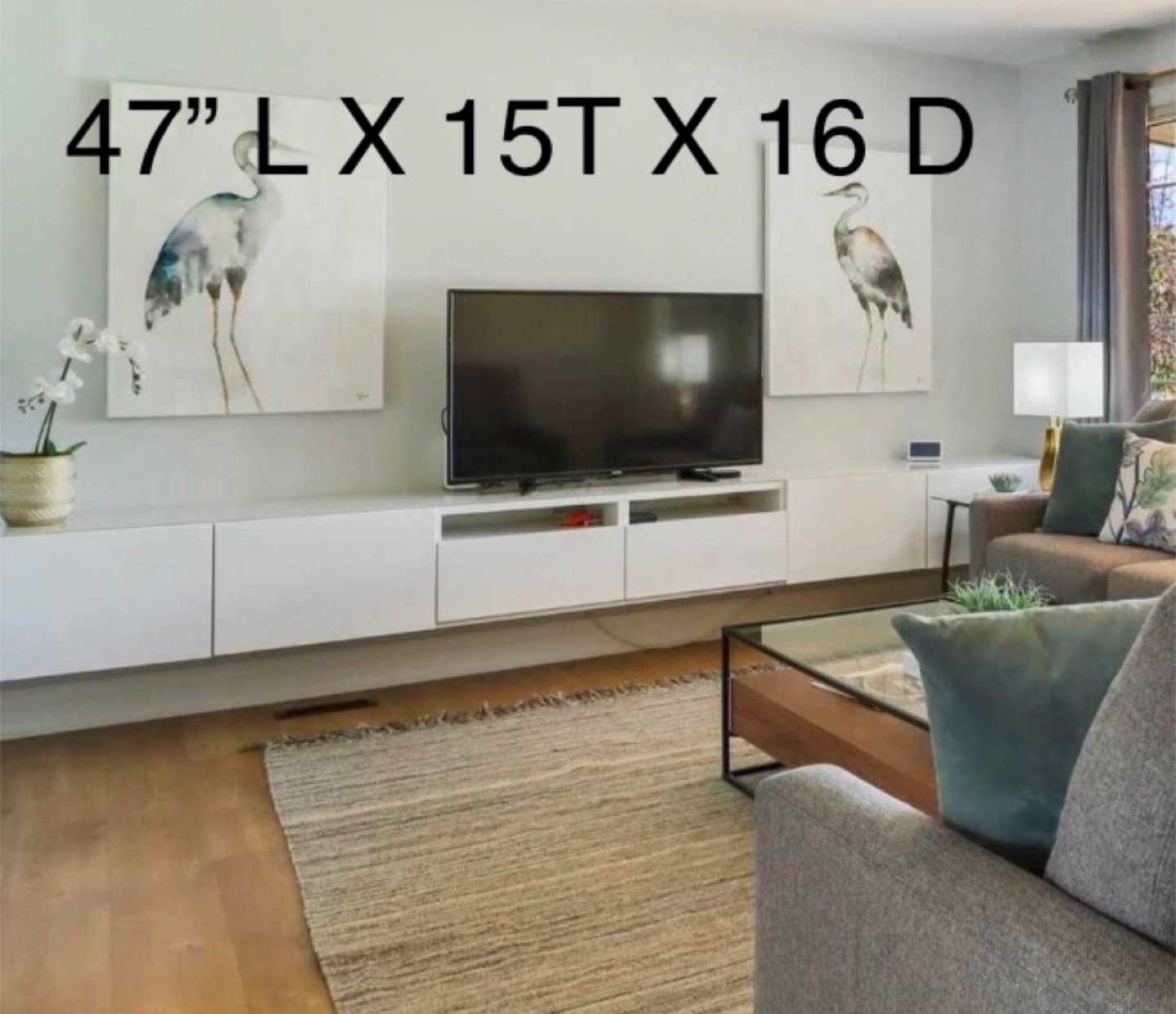 White TV Console - 47" x 15" x 16"
